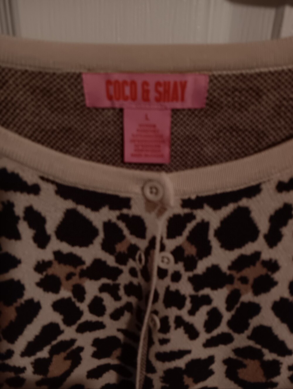 Coco & Shay Brown And Tan Leopard Print Cardigan. Large NWT - Picture 5 of 5